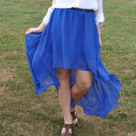 sofia by sofia vergara Dresses & Skirts - Sheer Cobalt Blue Hi Lo Skirt